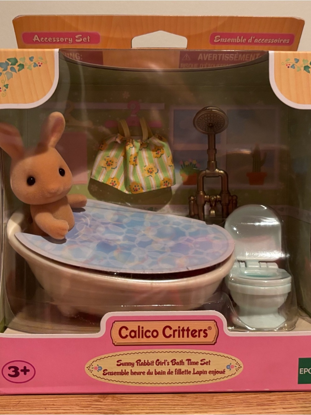 Calico Critters Sunny Rabbit Bath Time Set - White & Blue